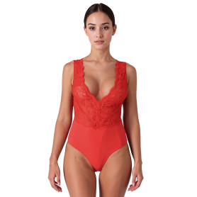 Body Rouge Dentelle et Microfibre Evalie Passion