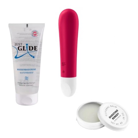 Pack découverte plaisir féminin avec Satisfyer Bullet 1, lubrifiant et baume Bijoux Indiscrets