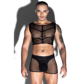 Ensemble masculin résille noire J Lingerie