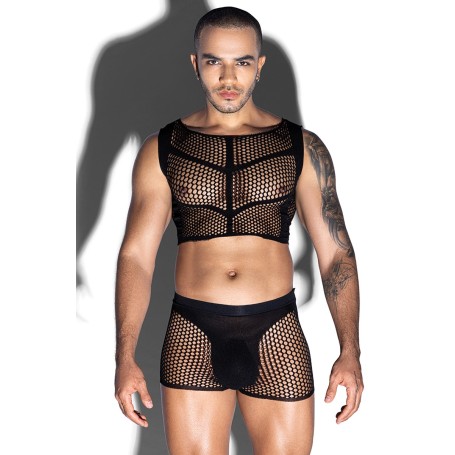 Ensemble masculin résille noire J Lingerie