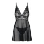Babydoll Obsessive noire transparente avec string