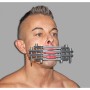 Bâillon BDSM avec quatre tiges de maintien pour langue et lèvres