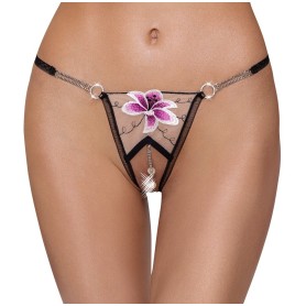 Mini string ouvert fleur brodée Cottelli Lingerie