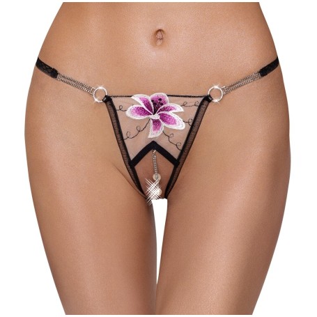 Mini string ouvert fleur brodée Cottelli Lingerie