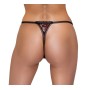 String ouvert en dentelle bicolore avec strass