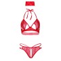 Ensemble Ouvert Dentelle Rouge 3 Pièces avec Bandeau