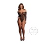Body noir manches longues effet dentelle