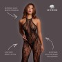 Bodystocking résille noire motif floral