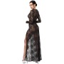 Robe noire longue dentelle florale