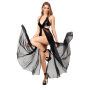 Robe F412 noire avec ouverture jambe