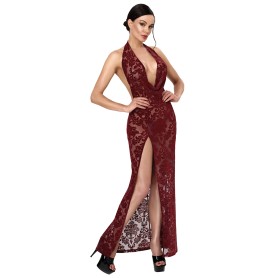 Robe longue Masquerade F424 Noir Handmade
