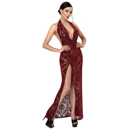 Robe longue Masquerade F424 Noir Handmade