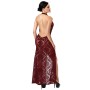 Robe longue tulle floqué bordeaux