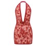 Robe libertine rouge tulle floqué