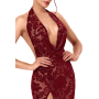 Robe Longue Dos Nu Masquerade F424 Noir Handmade