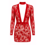 Robe libertine rouge transparente décolleté plongeant