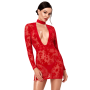 Mini robe transparente Lovebite F415 Noir Handmade rouge