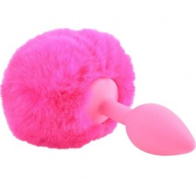 Plug Anal Silicone Bunny Tail Neon Rose