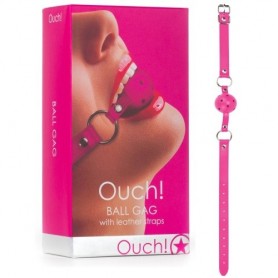 Bâillon Boule en Cuir Rose Ouch