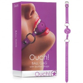 Bâillon Boule en Cuir Violet Ouch