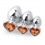 plug anal coeur diamant orange disponible en trois tailles