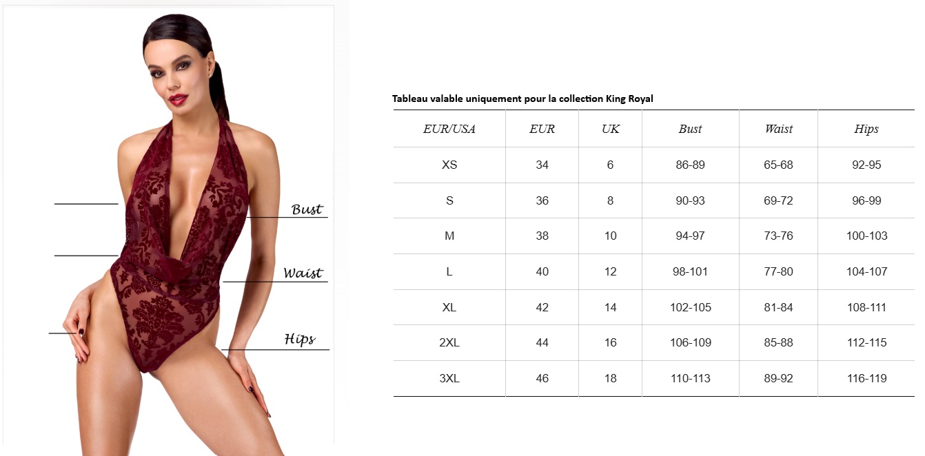 guide taille tenues libertines noir handmade king royal