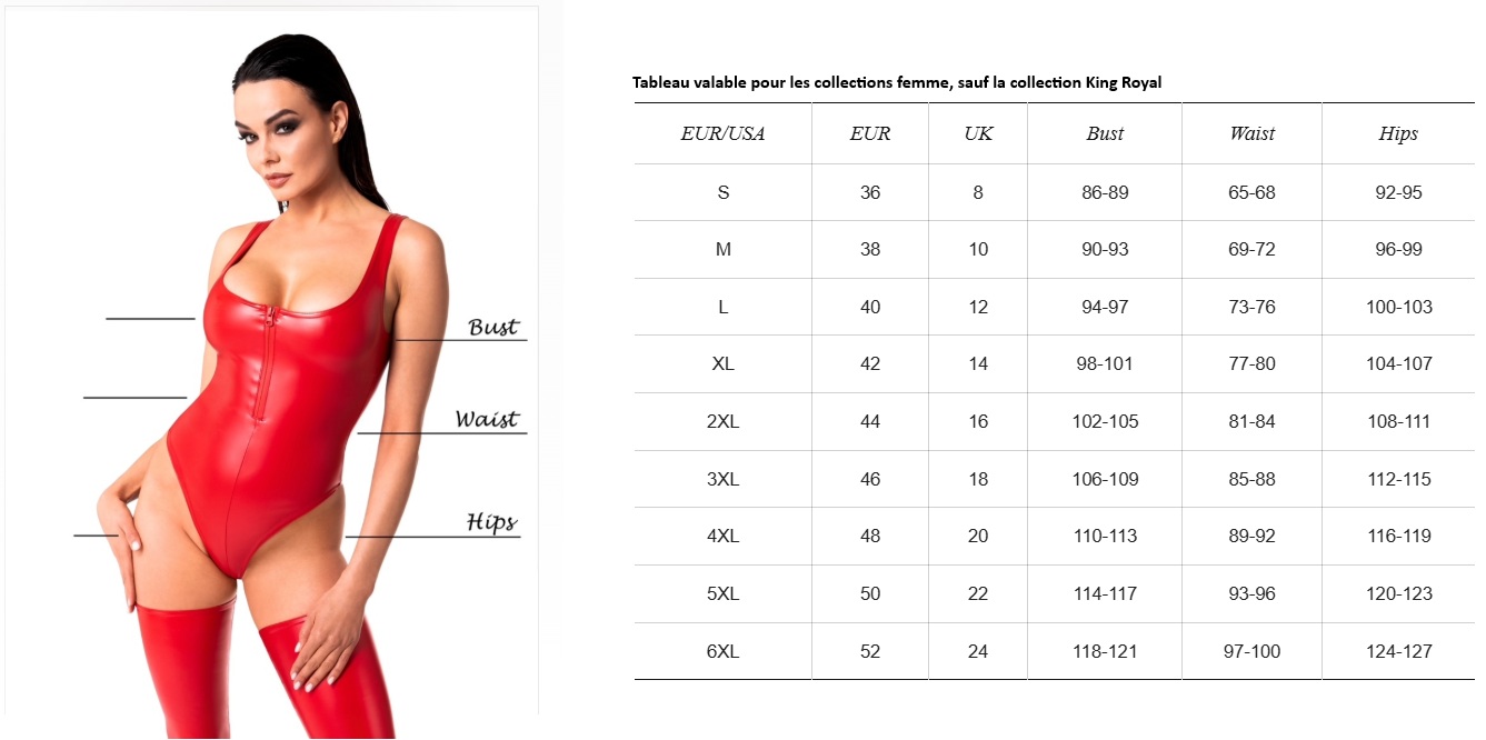 guide taille robes et tenues libertines noir handmade